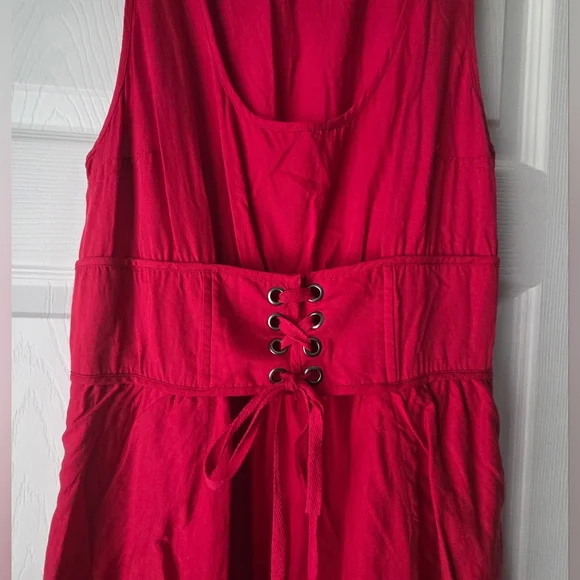 Anthropology Plenty By Tracy Reese Red Sleeveless Corset-Waist Midi Dress Size 6 - Picture 4 of 13